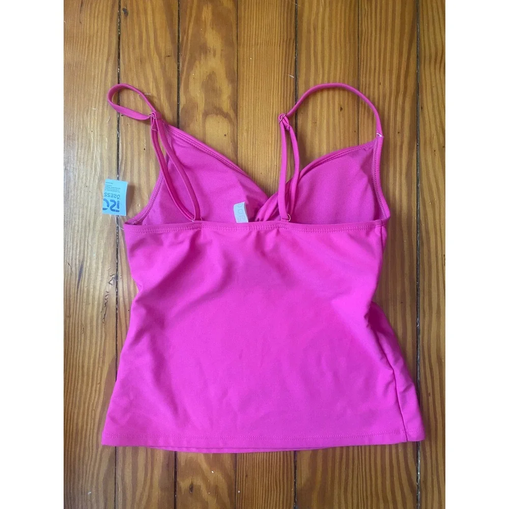 NWT Dorian Swim Womens Hot Pink Twist‎ Front Tankini Top Small